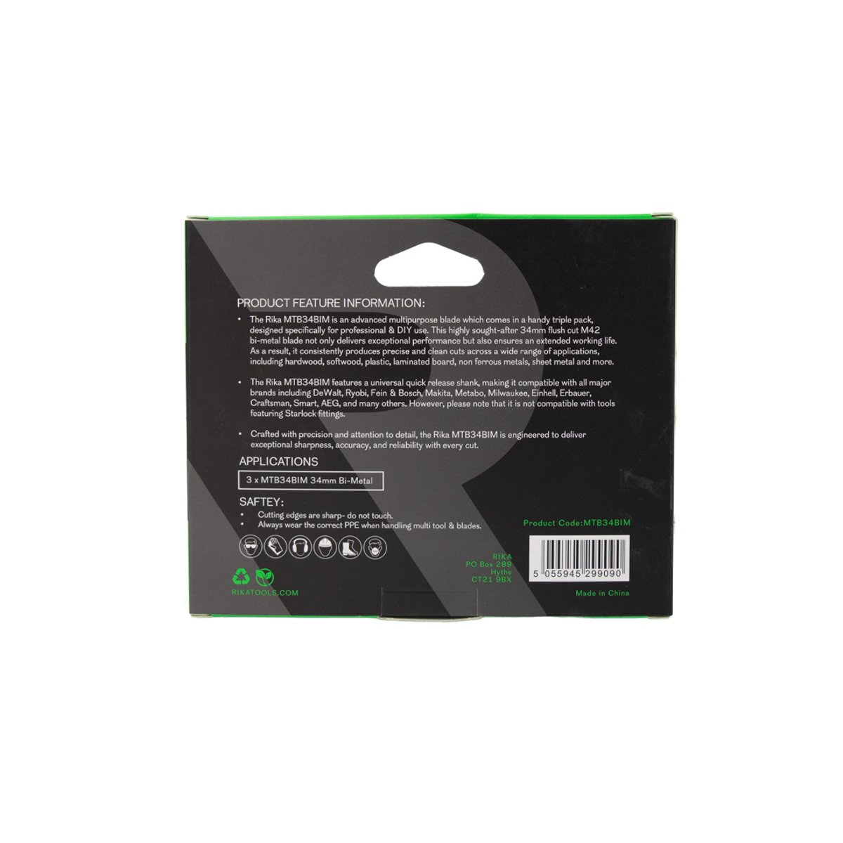 RIKÄ MTB34BIM 34mm Bi-Metal Multi Tool Saw Blade 3pk